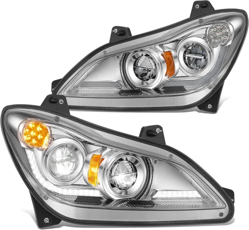 Miniatura 13 de DNA MOTORING HL-HAY-037-BK Par de Faros con LED DRL Secuencial de Señal de Giro con Reflector Compatible con Kenworth T680 13-21, Cromo/Negro