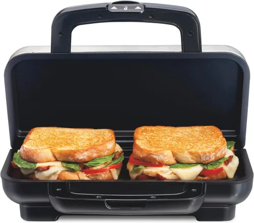 Proctor Silex Sandwichera caliente de lujo con platos de cerámica antiadherentes sin PFAS fáciles de limpiar, se adapta a hasta 2 quesos a la