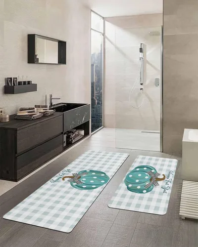 Miniatura 2 de Tapete de baño de calabaza turquesa para bañera, antideslizante, de secado rápido y absorbente, de tierra de diatomeas, tapete lavable de cocina