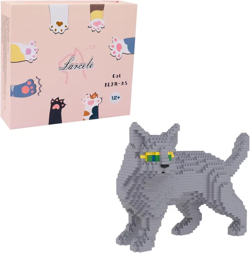 Miniatura 8 de Larcele Conjunto de animales de bloques de construcción micro para gatos, mini ladrillos de juguete de construcción 3D, 1191 piezas KLJM-05