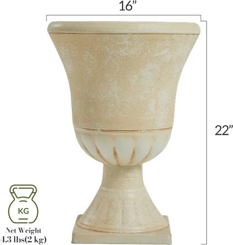 Miniatura 3 de Worth Macetas de plástico para jardín para plantas al aire libre, árbol de 22 pulgadas de alto, paquete de 2 macetas redondas clásicas de resina