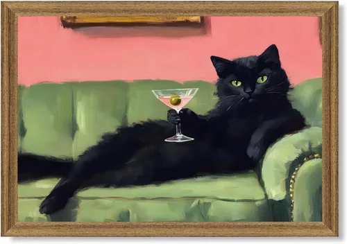 Miniatura 13 de Fantasy Artists Van Gogh - Lienzo decorativo para pared, diseño de gato negro con diseño de almendra y diseño de gato negro, pósteres de pintura al