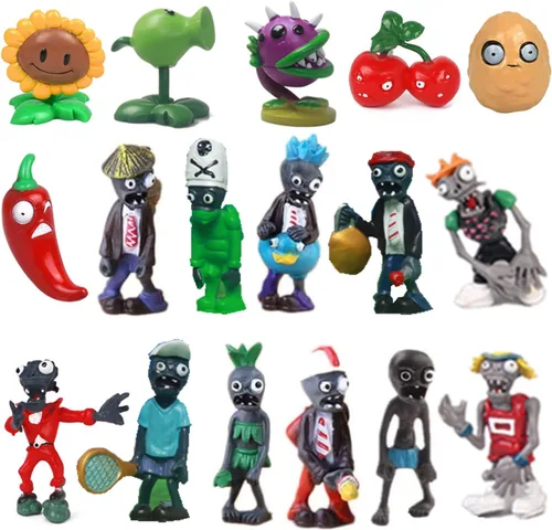 JHESAO Juego de 17 juguetes de plantas PVZ, figuras de la serie Zombies PVZ, juguetes de PVC de felpa, gran regalo para niños y fanáticos,