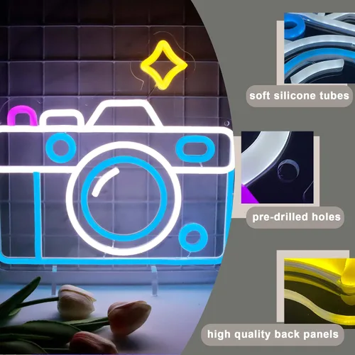 Miniatura 4 de Luz de neón para cámara de fotografía, letreros de neón LED regulables para decoración de pared, sala de amantes de la fotografía, regalo