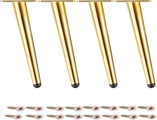 Miniatura 17 de Osring Patas de muebles de 16 pulgadas, patas redondas de metal cónico dorado para mesa, muebles inclinados para gabinete, accesorios para mesa