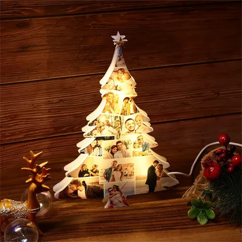 Miniatura 6 de Luces de fotos personalizadas para árbol de Navidad, 10 fotos, lámpara LED de mesa familiar de Navidad para boda, fiesta, decoración de vacaciones