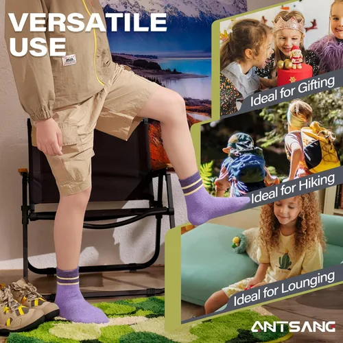 Miniatura 65 de ANTSANG Calcetines de Lana, Calcetines Térmicos Cálidos y Gruesos Tipo Crew Boot para Niños Pequeños, Niños y Niñas, 6 Pares