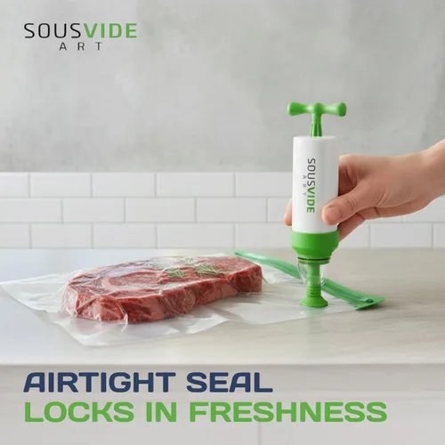 Miniatura 4 de SOUSVIDE ART 37 bolsas reutilizables de sellado al vacío con sellador al vacío, 30 bolsas de cocina y almacenamiento de 3 tamaños con bomba