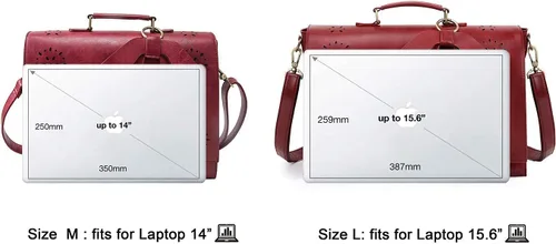 Miniatura 29 de ECOSUSI Maletín para mujer, de piel vegana, para el trabajo, bolso de hombro para computadora con lazo desmontable