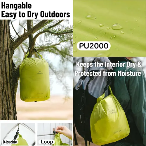Miniatura 5 de windhike Naturehike - Bolsas secas ultraligeras con válvula de aire al vacío, bolsa impermeable enrollable para almacenamiento de compresión