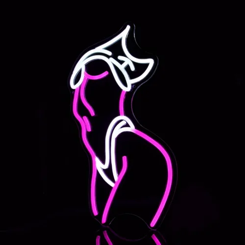 Miniatura 3 de Letreros de neón de mujer para decoración de pared, letreros de neón en rosa y blanco con luz LED para decoración de habitación estilo preppy, A-Dama