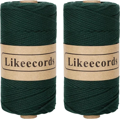 Miniatura 34 de Likeecords Cuerda de algodón 100% hilo de ganchillo de 0.079 pulgadas, cuerda trenzada de macramé, cuerda de macramé, hilo de ganchillo para regalo