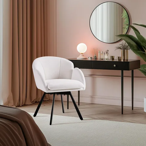 Miniatura 2 de Yaheetech Silla Giratoria de Acento, Sillón de Chenilla con Flores, Silla de Tocador Silla Auxiliar con Base Giratoria de 360 Grados y Cojín