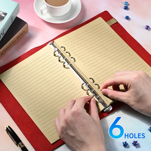 Miniatura 5 de Papel rayado A5 vintage recargable, papel de recambio retro A5 para carpetas de 6 anillos, planificador, diario de viaje, cuaderno, papel de relleno