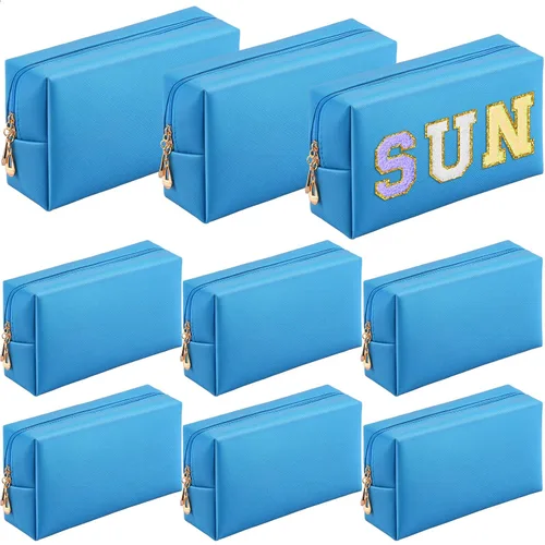 Miniatura 16 de Sanwuta 9 bolsas de maquillaje a granel de poliuretano con doble cremallera, bolsa de cosméticos, artículos de tocador de maquillaje, bolsa pequeña