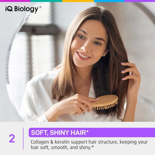 Miniatura 6 de IQ BIOLOGY Biotina líquida para el crecimiento del cabello, la piel y las uñas, vitaminas para el cabello, biotina de 5000 mcg, colágeno, queratina