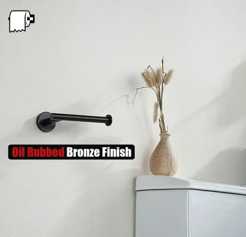 Miniatura 6 de JQK Soporte de Papel Higiénico Bronce Aceitado, 5 Pulgadas Acero Inoxidable 304 Grueso 0.8mm Dispensador de Papel Tisú para Baño, Soporte