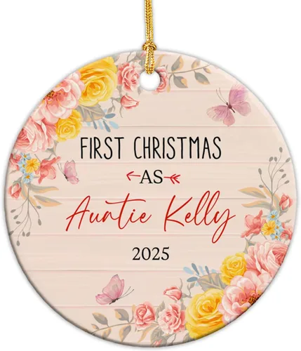 Miniatura 8 de Adorno personalizado de 1ª Navidad como tía 2025, regalo de recuerdo para tía, tía ciervo, adorno de Navidad, regalo para tía nueva, adorno