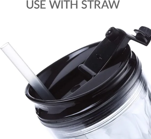 Miniatura 6 de Vaso para batido de cristal con cierre y bloqueo para bebidas frías y calientes Cupture, de 22 oz, Negro diamond