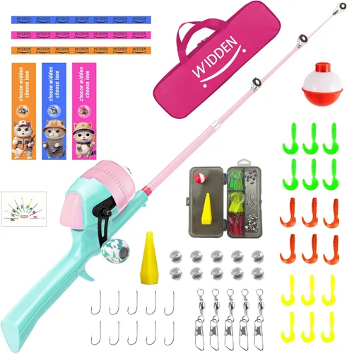 Miniatura 26 de Caña de pescar para niños, caña de pescar telescópica, caña de pescar plegable para niños y carrete con caja de aparejos, línea de pesca, flotador