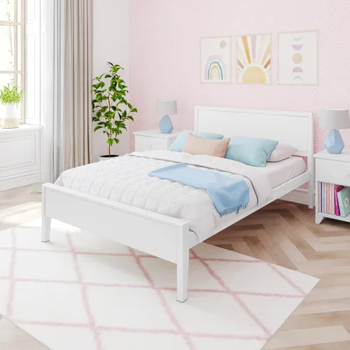 Miniatura 8 de Max & Lily Cama Full, Marco de Cama Full de Madera Maciza con Cabecera de Panel, Cama Full para Niños con Soporte de Listones de Madera, No Necesita