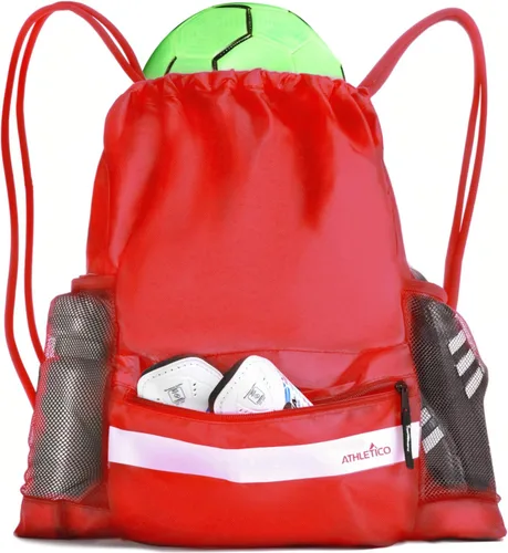 Miniatura 10 de Athletico Bolsa de fútbol con cordón: mochila de fútbol para niños o niñas también puede llevar baloncesto o voleibol Azul
