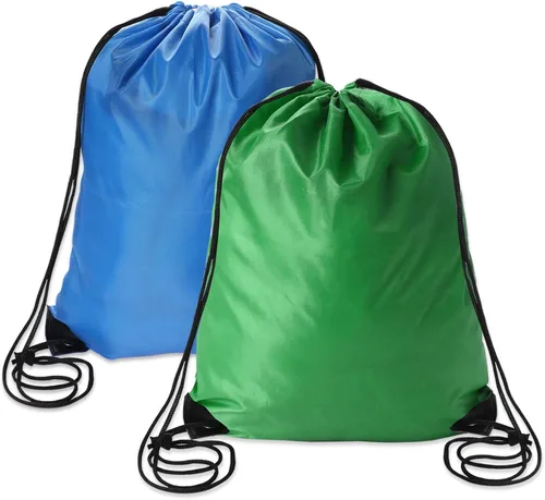 Sliverdew Mochila con cordón para gimnasio, color negro, a granel, con cincha, bolsa de cuerda a granel, Azul + verde, Mochila con cordón