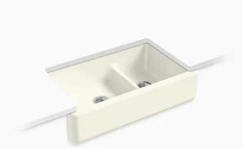 Miniatura 40 de KOHLER Whitehaven® K-6427-42 - Fregadero de cocina empotrado de 35-3/4 pulgadas, autorecortable, Smart Divide, Grande/Mediano con Delantal alto