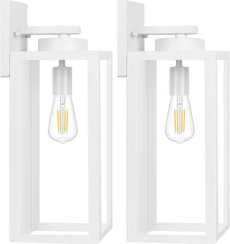 Miniatura 17 de Paquete de 2 lámparas de pared para exteriores, faroles impermeables y modernos, dispositivos de iluminación para porche, con casquillo E26