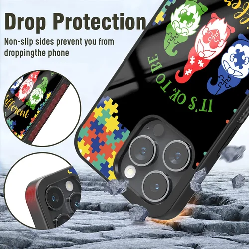 Miniatura 3 de Fundas para teléfono de conciencia autista, los mejores regalos con autismo, lindo rompecabezas de arco iris para iPhone 7 8 11 12 13 14 15 16 17