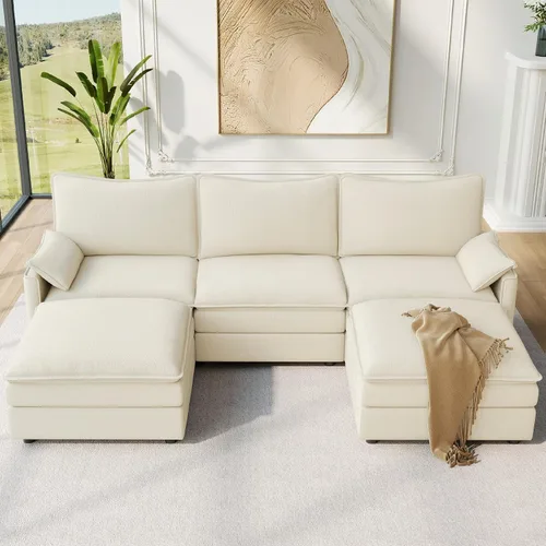 Miniatura 59 de Vesgantti 2 Piece Loveseat & 3 Seater Sofa Set, Modular Cloud Couch, Beige
