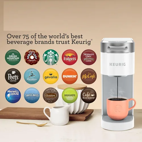 Miniatura 10 de Keurig - Cafetera K-Slim de una sola porción con cápsulas K-Cup, tecnología MultiStream, 3 tamaños de preparación, diseño delgado y elegante, Blanco