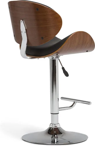 Miniatura 8 de SIMPLIHOME Marana - Taburete de bar giratorio ajustable, altura del asiento de 37 a 45 pulgadas, taburete tapizado en piel sintética vegana negra