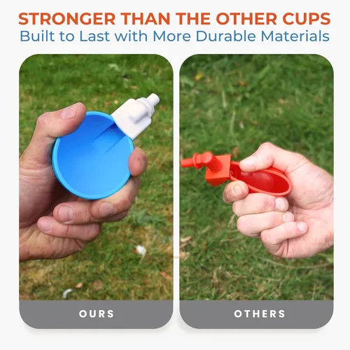 Miniatura 4 de Lil Clucker - Vasos de agua automáticos grandes azules adecuados para patos, gansos, pavos y conejos, kit de alimentador de agua, bebedero para aves