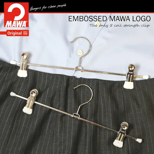 Miniatura 2 de Mawa by Reston Lloyd - Percha antideslizante para pantalones y faldas con dos clips antideslizantes, estilo K/30D, 12 pulgadas, juego de 10