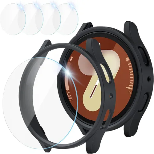 Miniatura 7 de [2+4] Paquete para Samsung Galaxy Watch FE/Galaxy Watch 5/Galaxy Watch 4 de 1.575 pulgadas, carcasa protectora de policarbonato duro + película