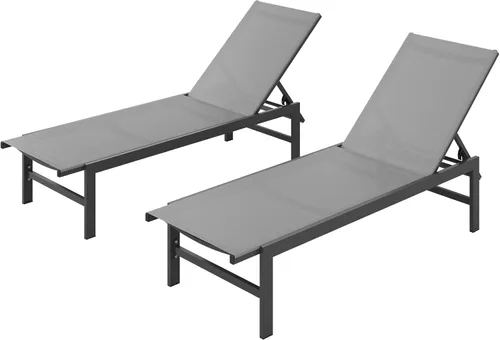 Miniatura 14 de Vexwalx Sillón para exteriores para piscina, tumbonas de aluminio con sillón reclinable de 5 posiciones, silla de patio para patio trasero, junto a