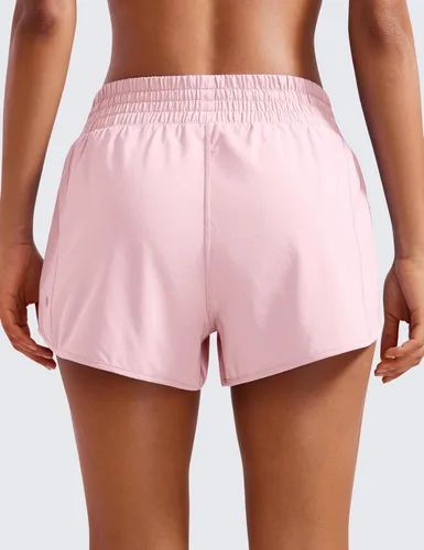 Miniatura 46 de CRZ YOGA Pantalones cortos de correr de cintura alta para mujer de 2.5 pulgadas, forro de malla de secado rápido para entrenamiento deportivo