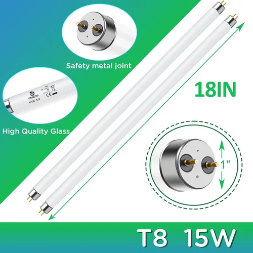 Miniatura 8 de T8 UVB - Luz de reptil 15 W 5.0-2 unidades, bombilla UVA UVB para reptiles, tubo de lámpara UVB para reptiles para dragón barbudo
