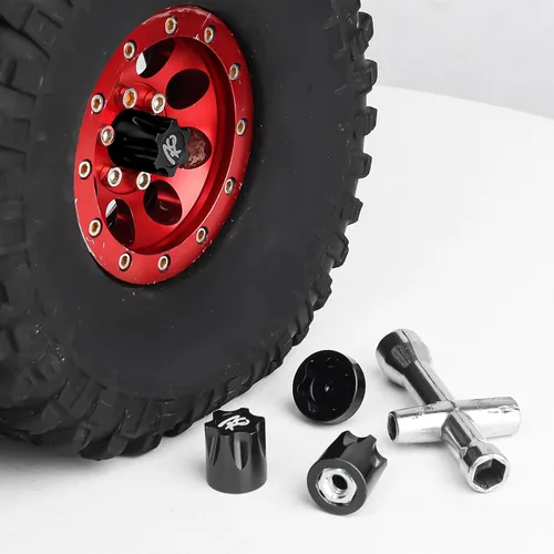 Miniatura 5 de Hobbypark Adaptador de tapa central de llanta de automóvil RC de aluminio para 1/10 RC Crawler Traxxas TRX4 Axial SCX10 90046 D90 Redcat Gen7 (negro)