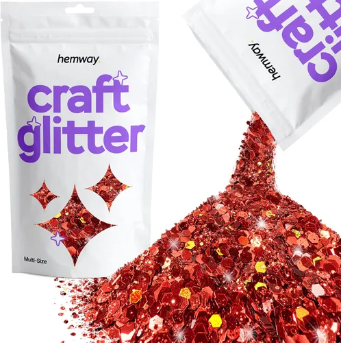 Miniatura 32 de Hemway Craft Glitter - Rojo Copos de lentejuelas metálicas de varios tamaños para manualidades de resina y epoxi Suministros para vasos