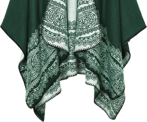 Miniatura 33 de Chales cálidos para mujer, cárdigan con frente abierto, estilo vintage, poncho
