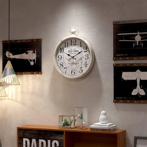 Miniatura 7 de Menterry Reloj de Pared Redondo Retro. Estilo Vintage Antiguo Blanco. Relojes de Pared Silenciosos que Funcionan con Batería para Casa de Campo