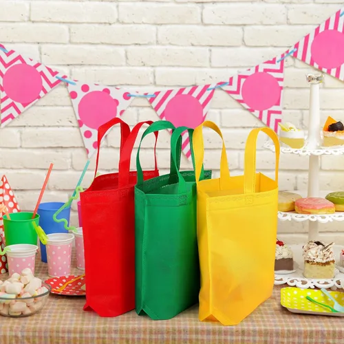 Miniatura 7 de Aneco 24 Pack Party Non-Woven Gift Bags Reusable Tote Bags in Bulk Rainbow Goody Bag with Handles for Birthday Party Supplies