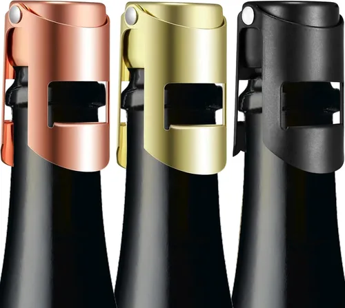 Miniatura 9 de HYZ Tapones para champán, paquete de 2, tapón de botella de vino espumoso de acero inoxidable con sello hermético de silicona pura, protector