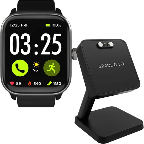 Miniatura 3 de Spade & Co Paquete de 4 relojes inteligentes de salud con base de carga, monitor de frecuencia cardíaca, sueño y SpO2, podómetro, batería de más