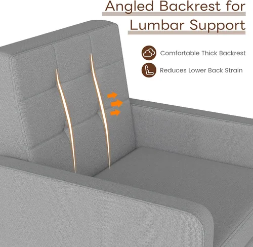 Miniatura 4 de Juego de 2 sillas decorativas para sala de estar, sillón tapizado moderno y cómodo de mediados de siglo con asiento grande, sofá individual, silla