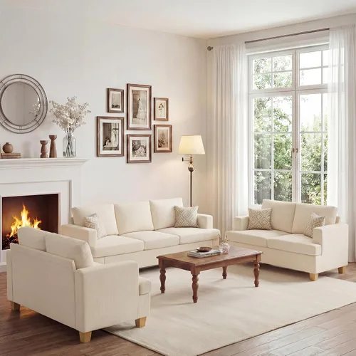 Apicizon Cloud Couches Juegos de Muebles para Sala de Estar, Juego de Sofá Loveseat de 2 Plazas y Sofá de 3 Plazas para Dormitorio, Cómodo Sofá Cama