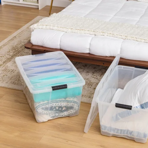 Miniatura 6 de IRIS USA 94 Qt - Contenedores de almacenamiento de plástico apilables con tapas, paquete de 2 - Libre de BPA, fabricado en EE. UU. - Solución