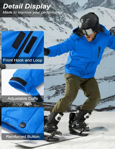 Miniatura 6 de MAGCOMSEN - Abrigos de invierno para hombre, impermeables, con forro polar, parka, con capucha, para esquiar, senderismo, trabajo